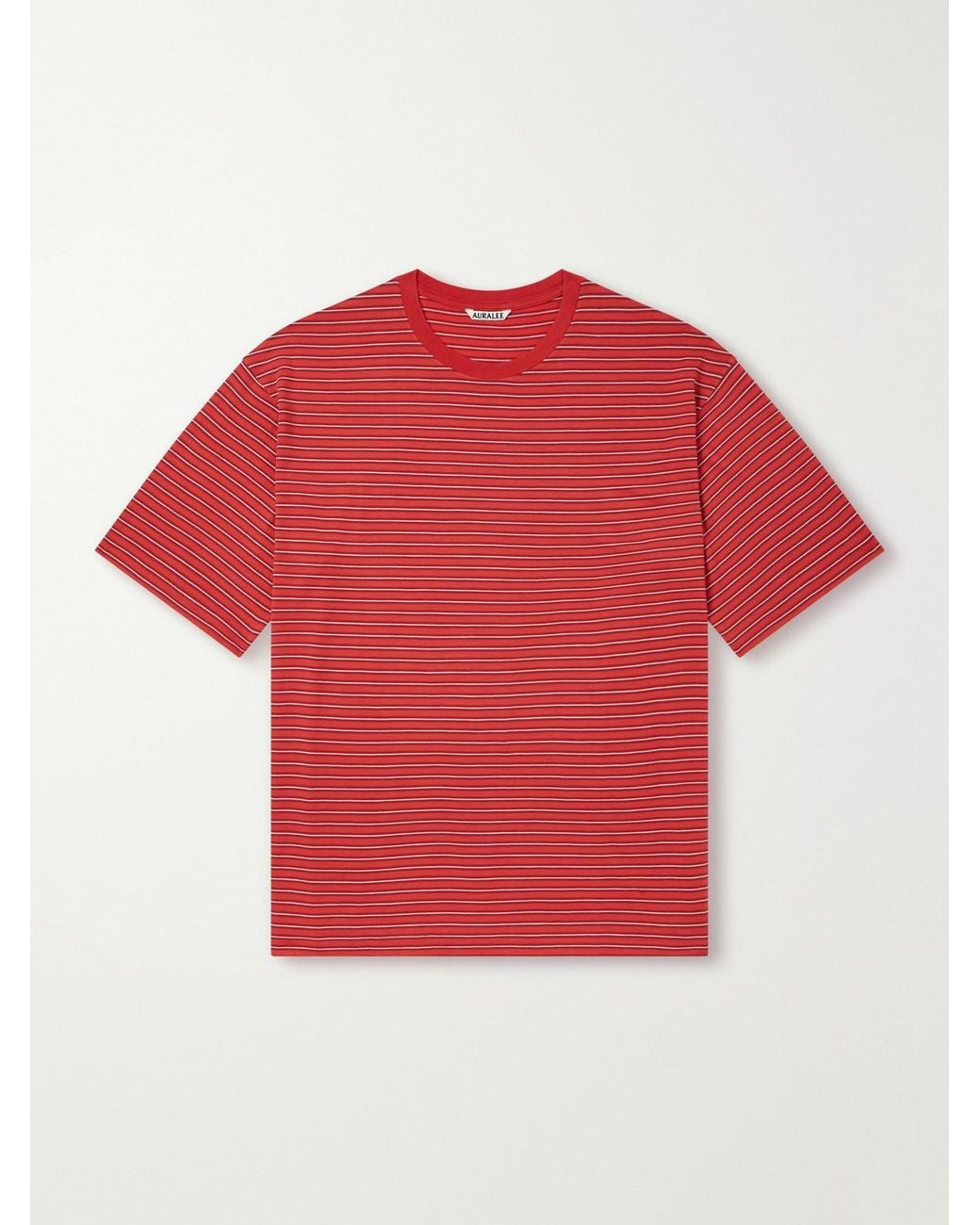 Auralee Red Striped Wool-Jersey T-Shirt for men