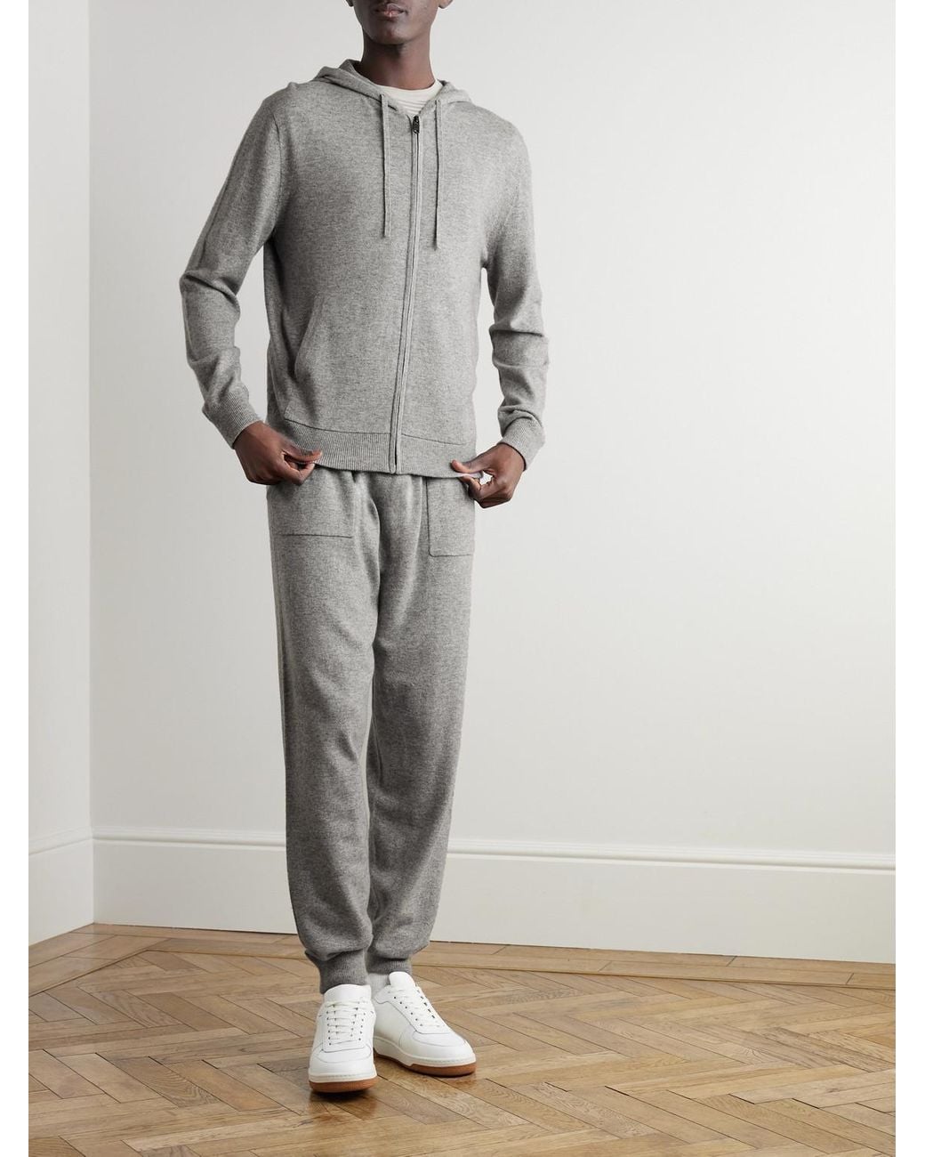 Mr P. Gray Wool And Cashmere-Blend Zip-Up Hoodie for men