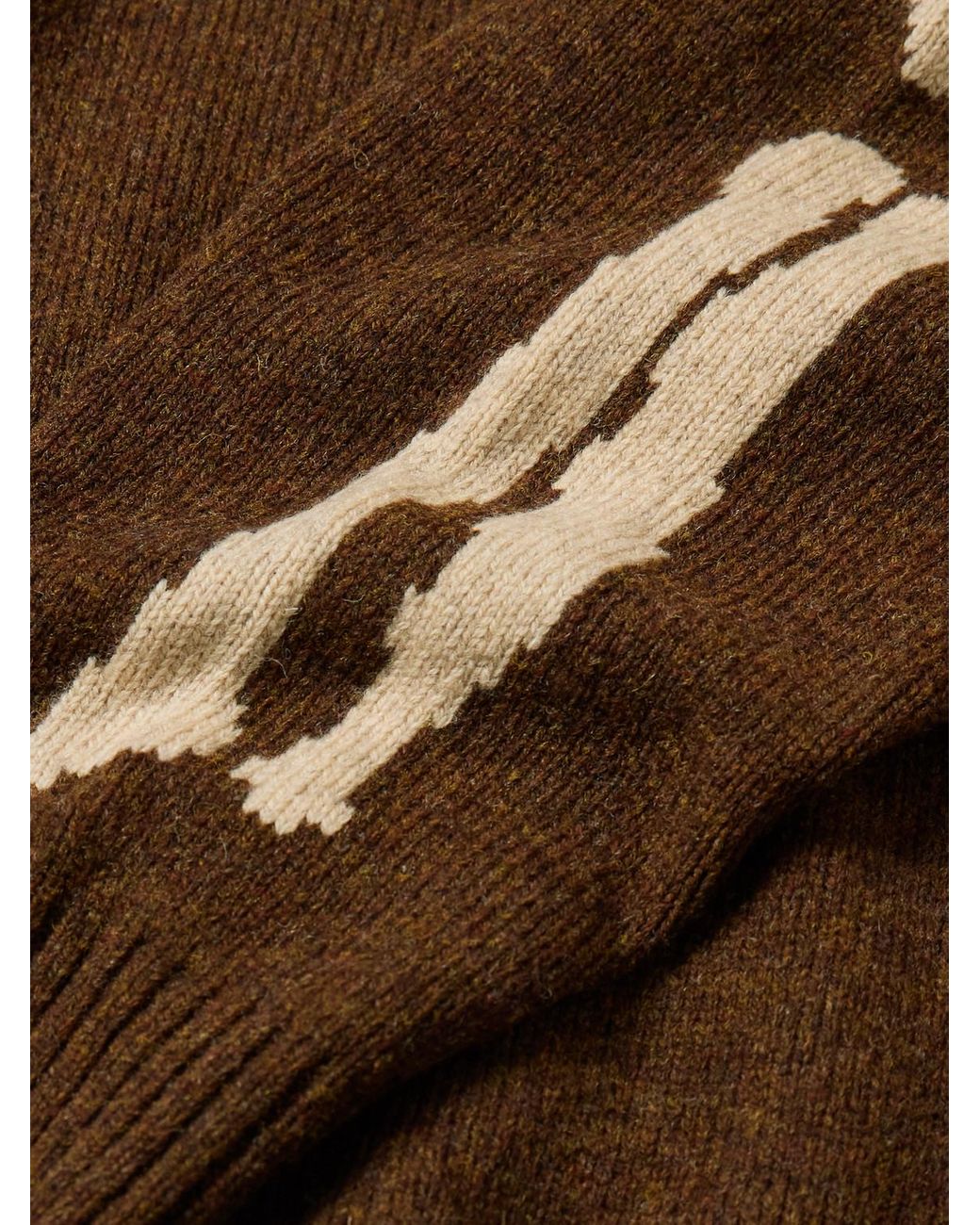Kapital Brown Oversized Intarsia Wool Sweater for men