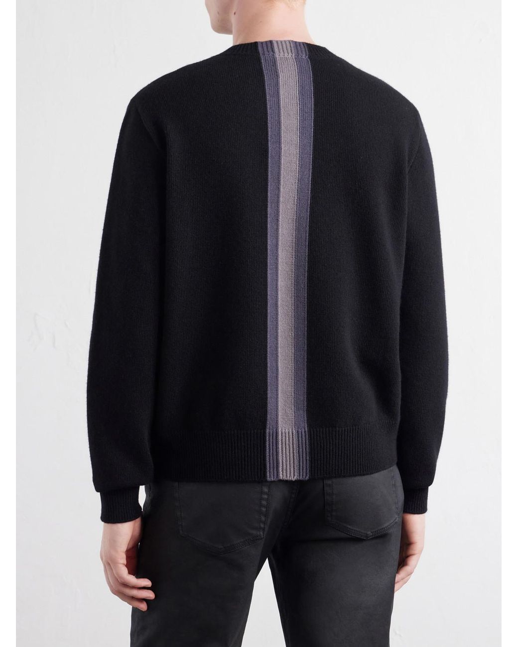 Gucci Blue Web-Intarsia Wool Sweater for men