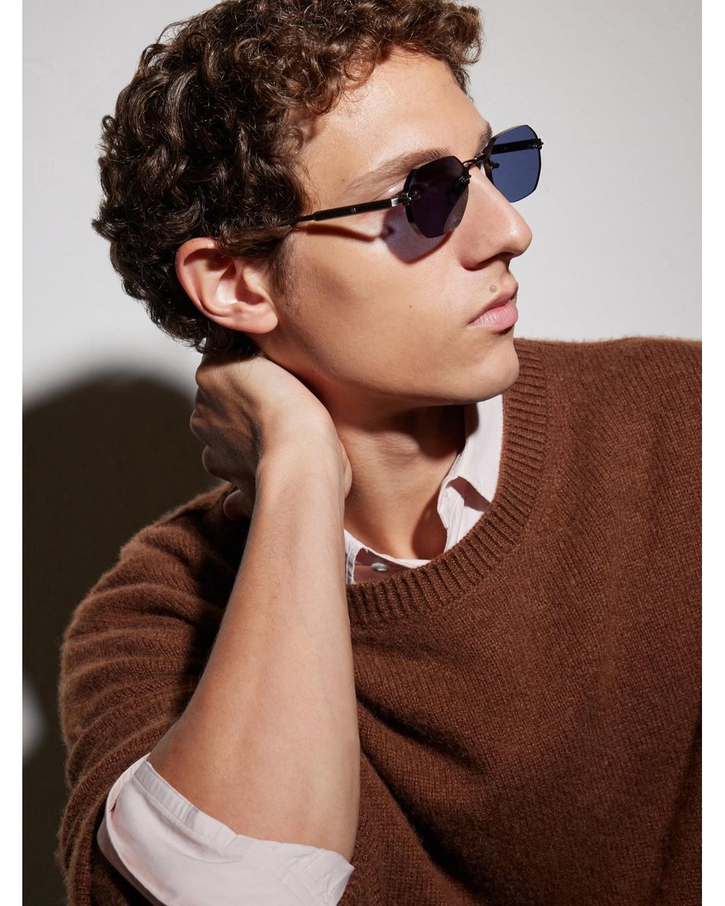 sato Blue Terebellum Ii Round-Frame-Tone Titanium Sunglasses for men