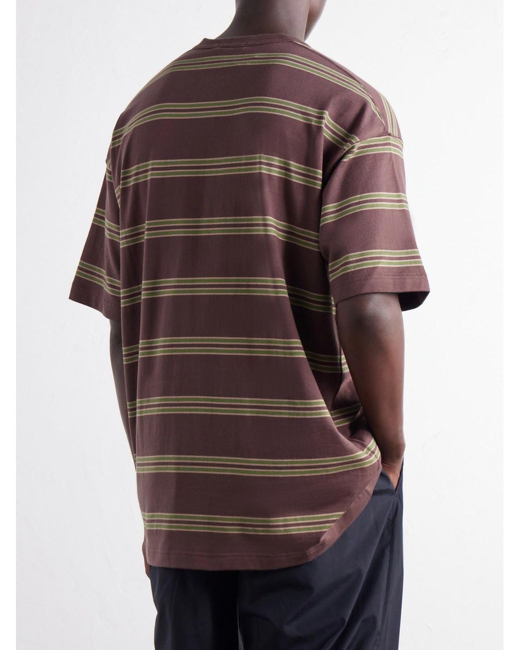 Comme des Garçons Brown Striped Cotton-Jersey T-Shirt for men