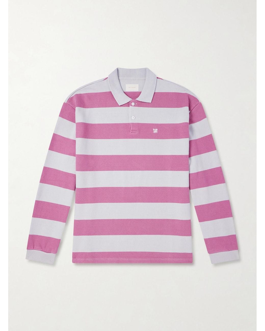 Aimé Leon Dore Pink Striped Cotton-Jersey Polo Sweater for men
