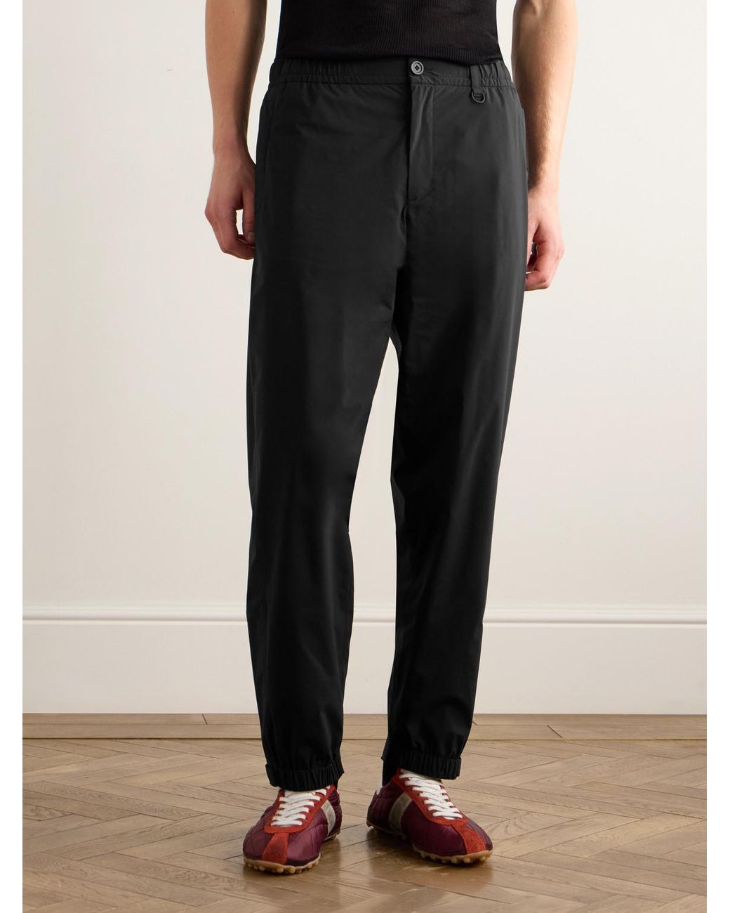 Laminar Black Tapered Shell Trousers for men