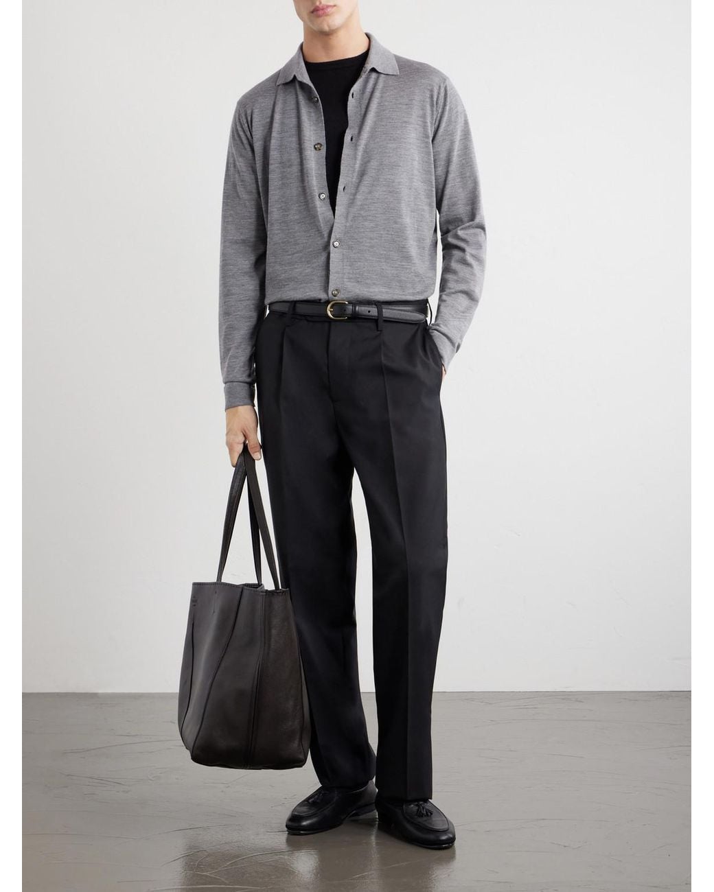 Lardini Gray Virgin Wool Polo Shirt for men