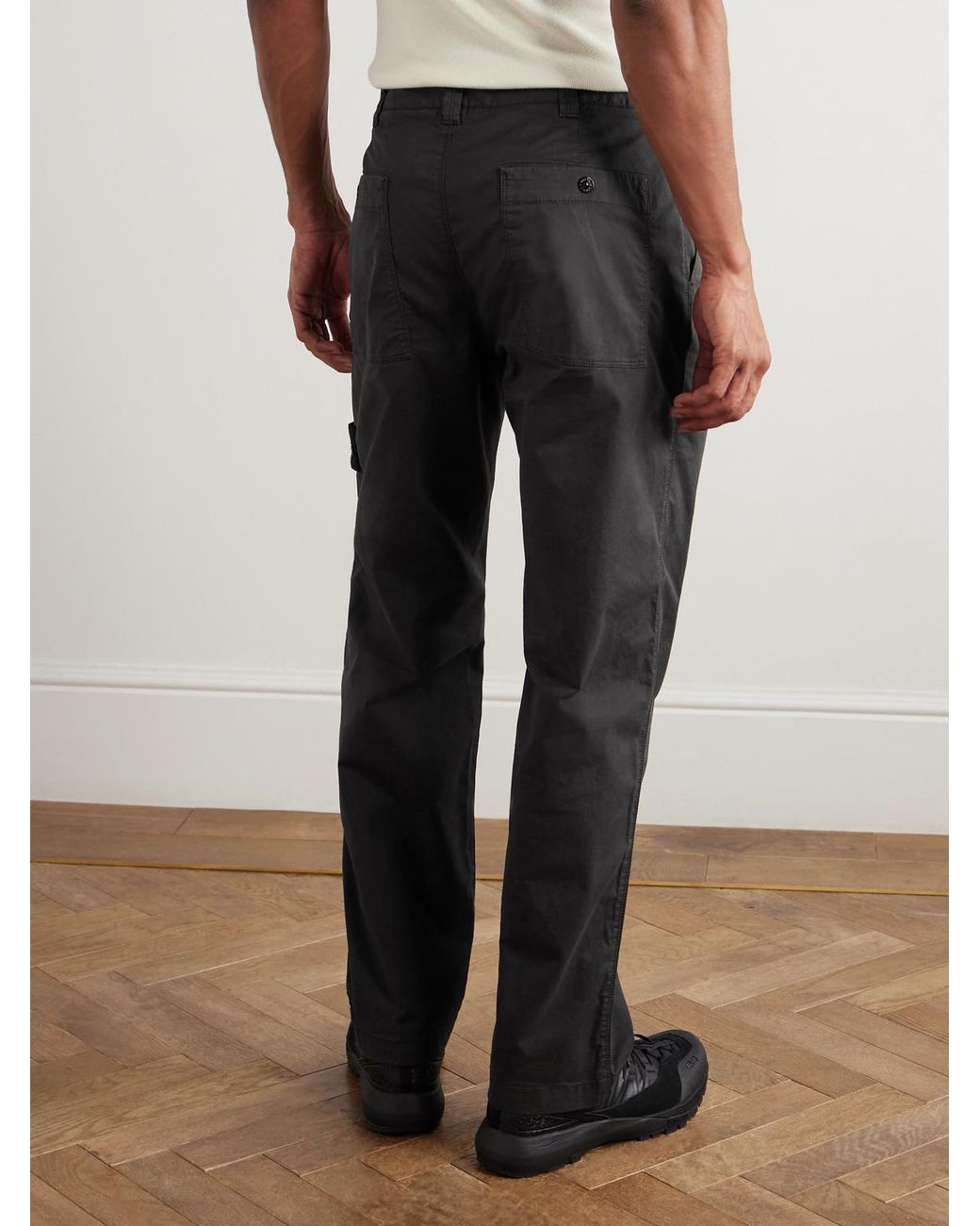 Stone Island Black Straight-Leg Econyl Trousers for men