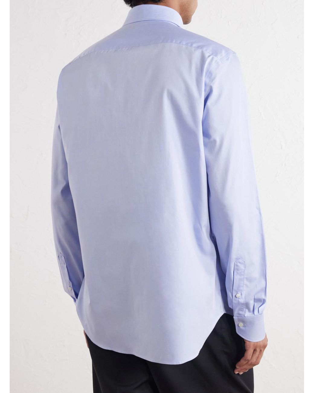 Canali Blue Impeccabile Cutaway-Collar Cotton-Poplin Shirt for men