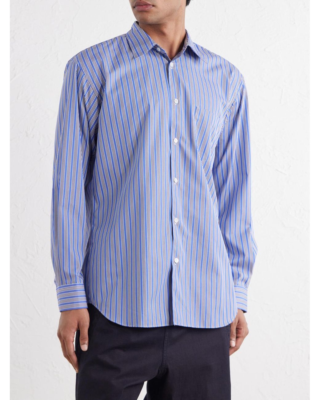 Comme des Garçons Blue Striped Cotton-Poplin Shirt for men