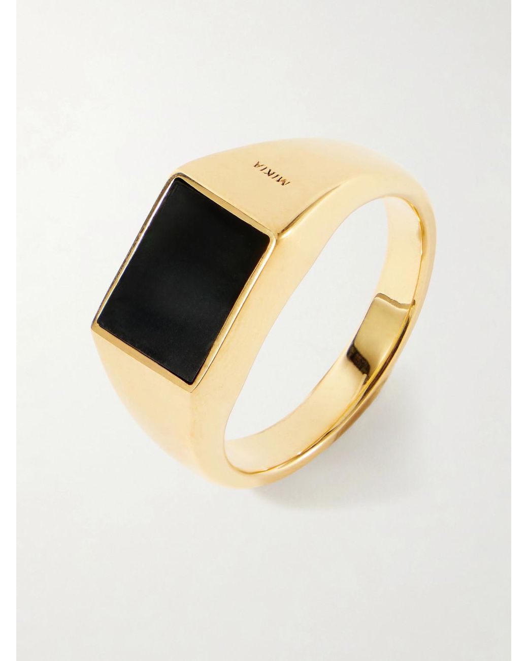 Mikia Natural Plated Sterling Onyx Ring for men