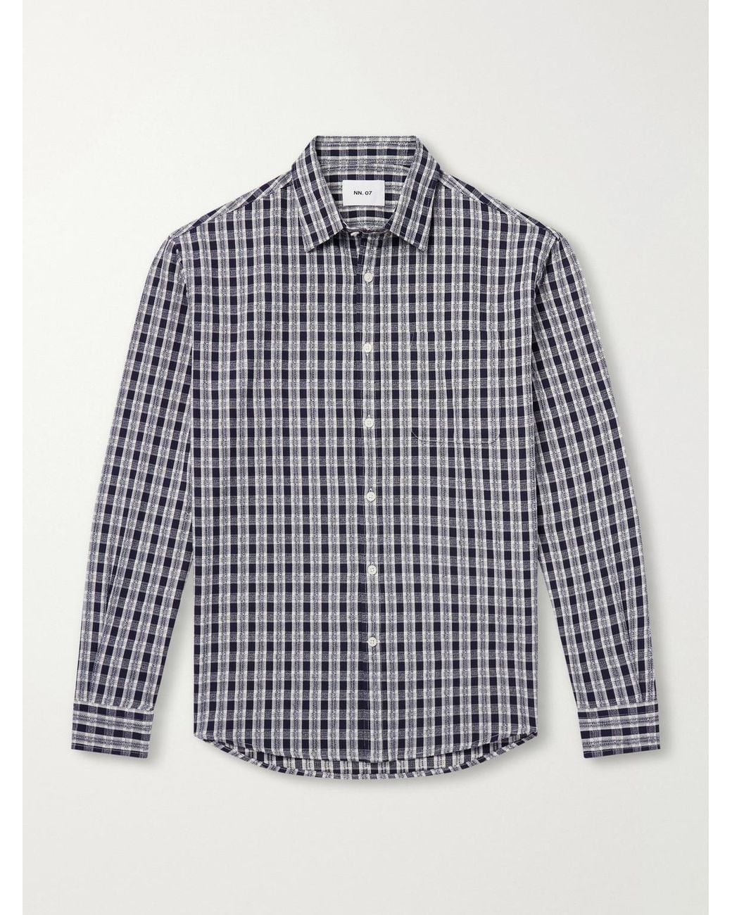 NN07 Blue Deon 50007 Checked Organic Cotton Shirt for men
