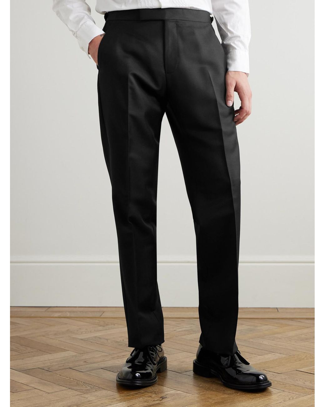 Mr P. Black Mike Straight-leg Wool for men