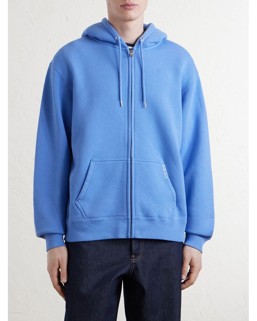 J.W. Anderson Blue Cotton-Jersey Zip-Up Hoodie for men