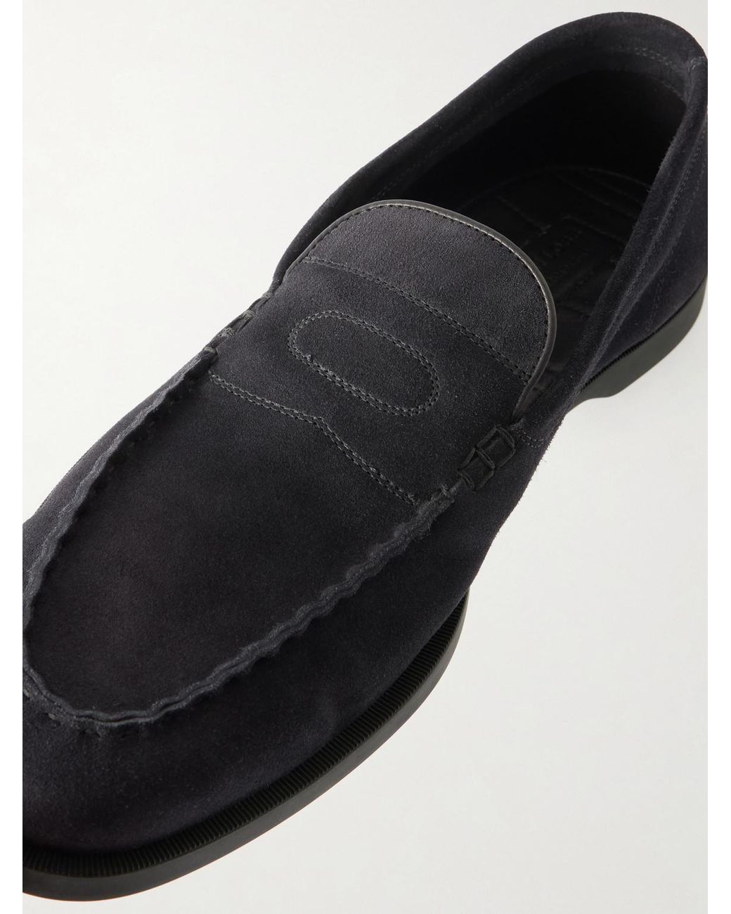 John Lobb White Pace Suede Loafers for men