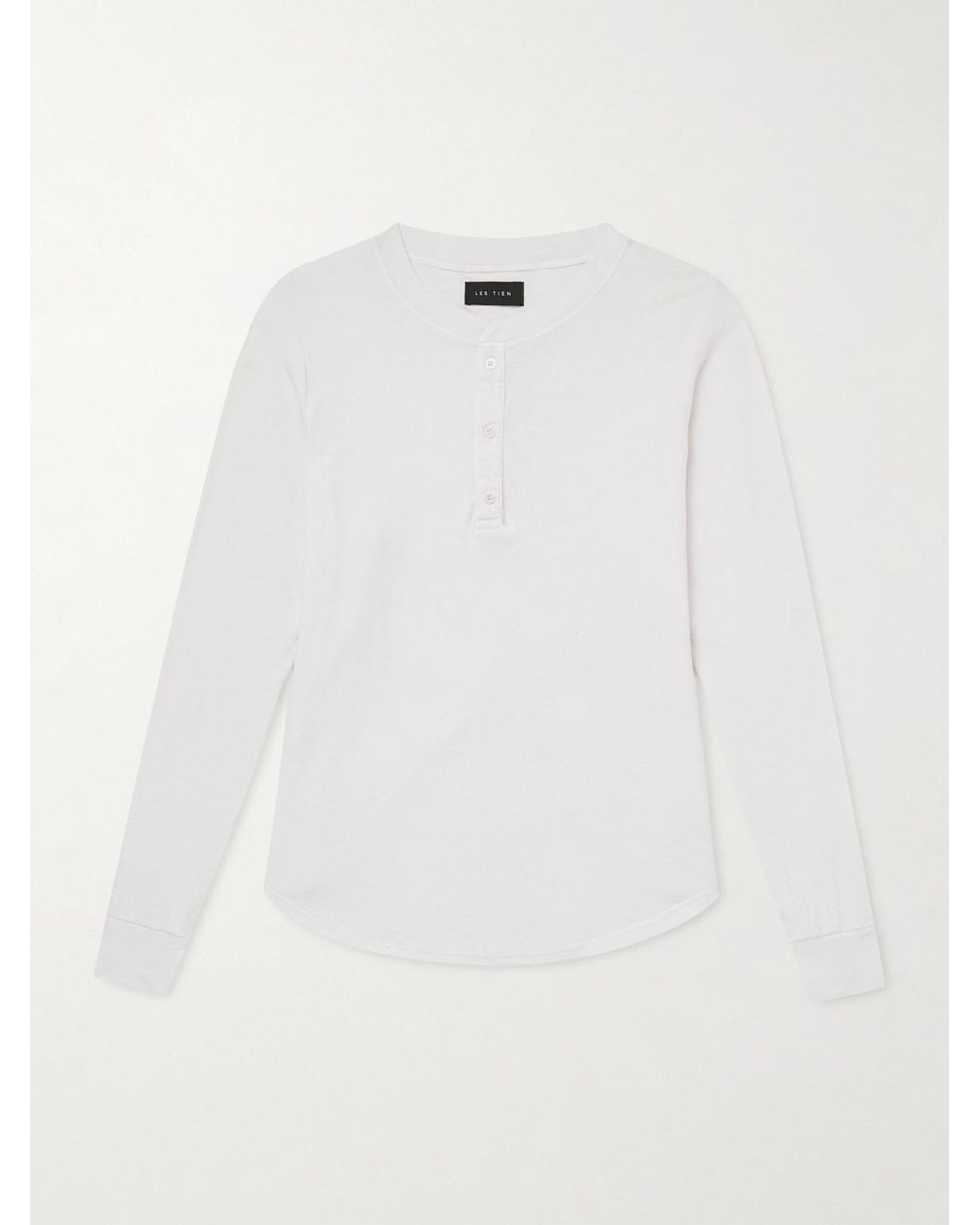 Les Tien White Garment-Dyed Ribbed Cotton-Jersey T-Shirt for men