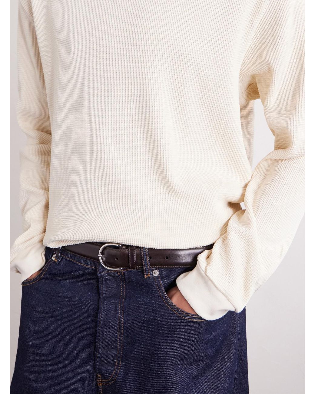 NN07 Natural Jett 30035 Waffle-Knit Organic Cotton Sweater for men
