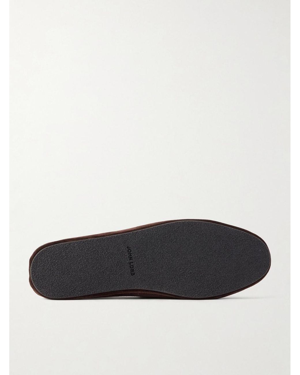 John Lobb Brown Kingston Ii Collapsible-Heel Suede Loafers for men