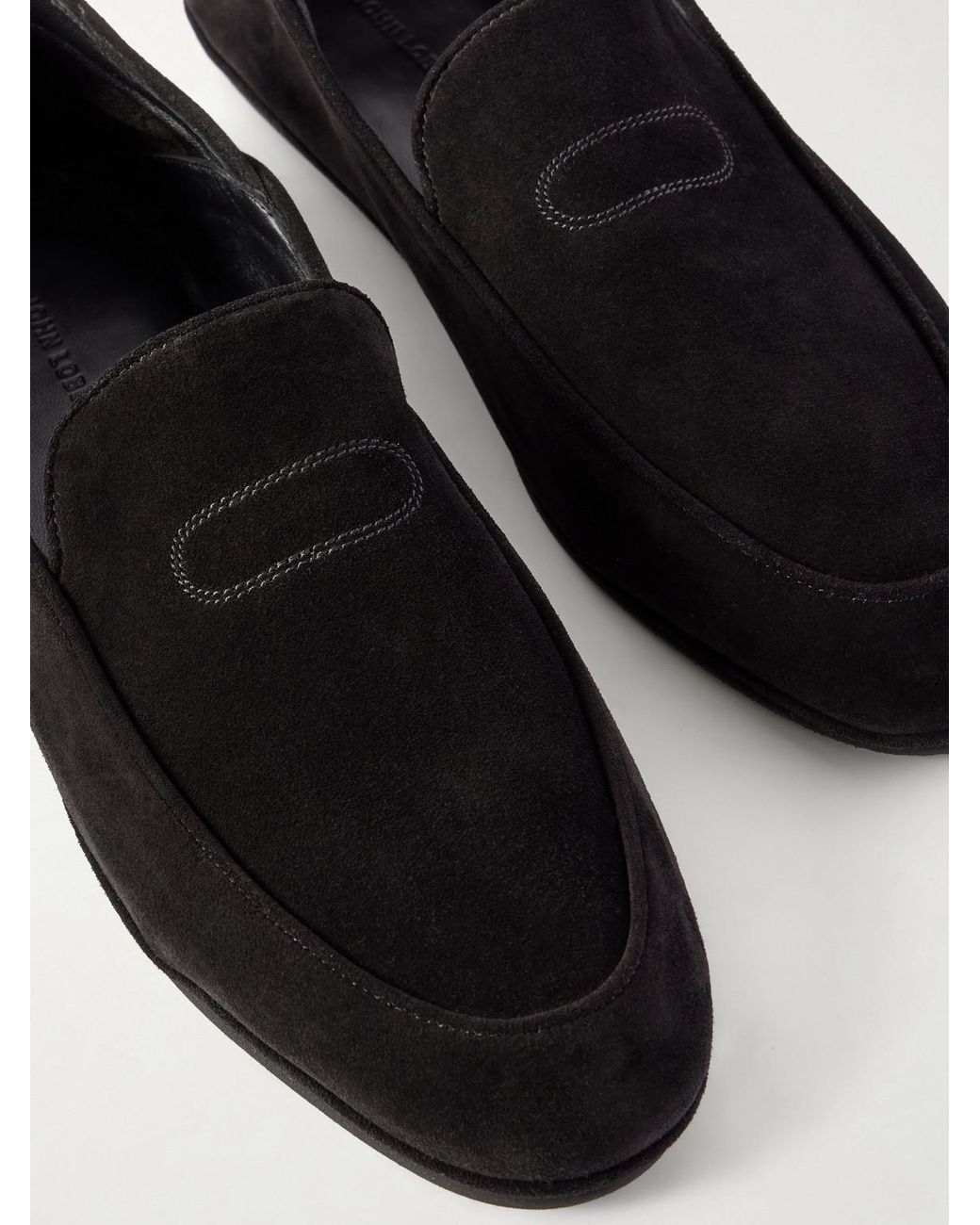 John Lobb White Kingston Ii Collapsible-Heel Suede Loafers for men