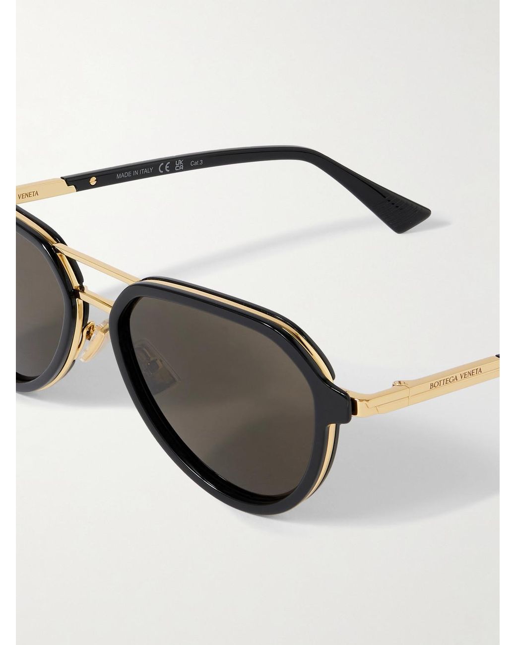Bottega Veneta Brown Aviator-style Recycled-acetate And Gold-tone Sunglasses for men