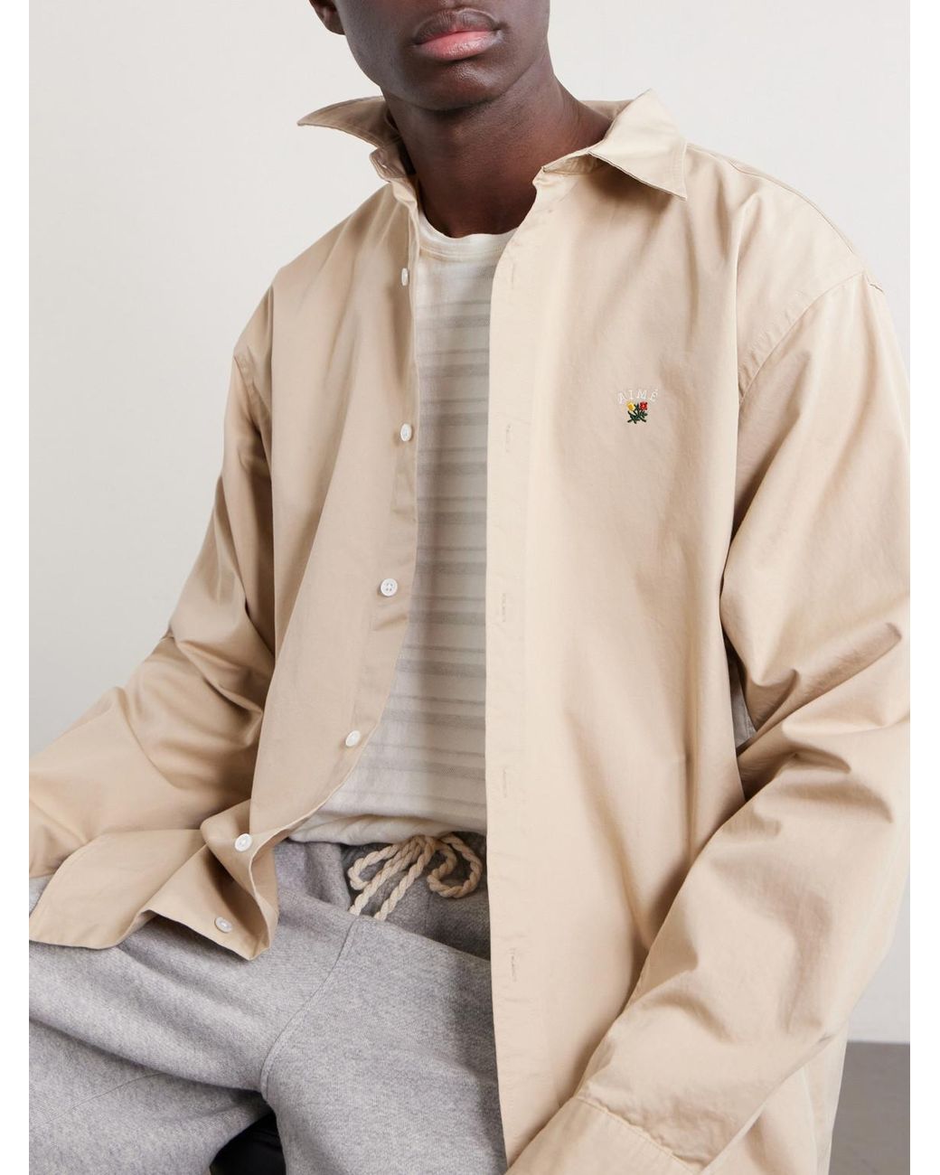 Aimé Leon Dore Natural Logo-Embroidered Cotton Shirt for men