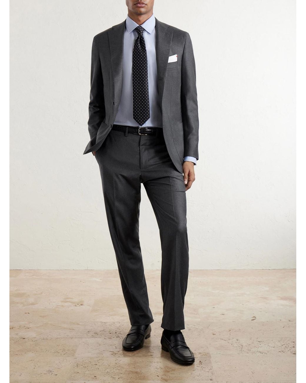 Kiton Gray Brushed Wool Suit Jacket for men