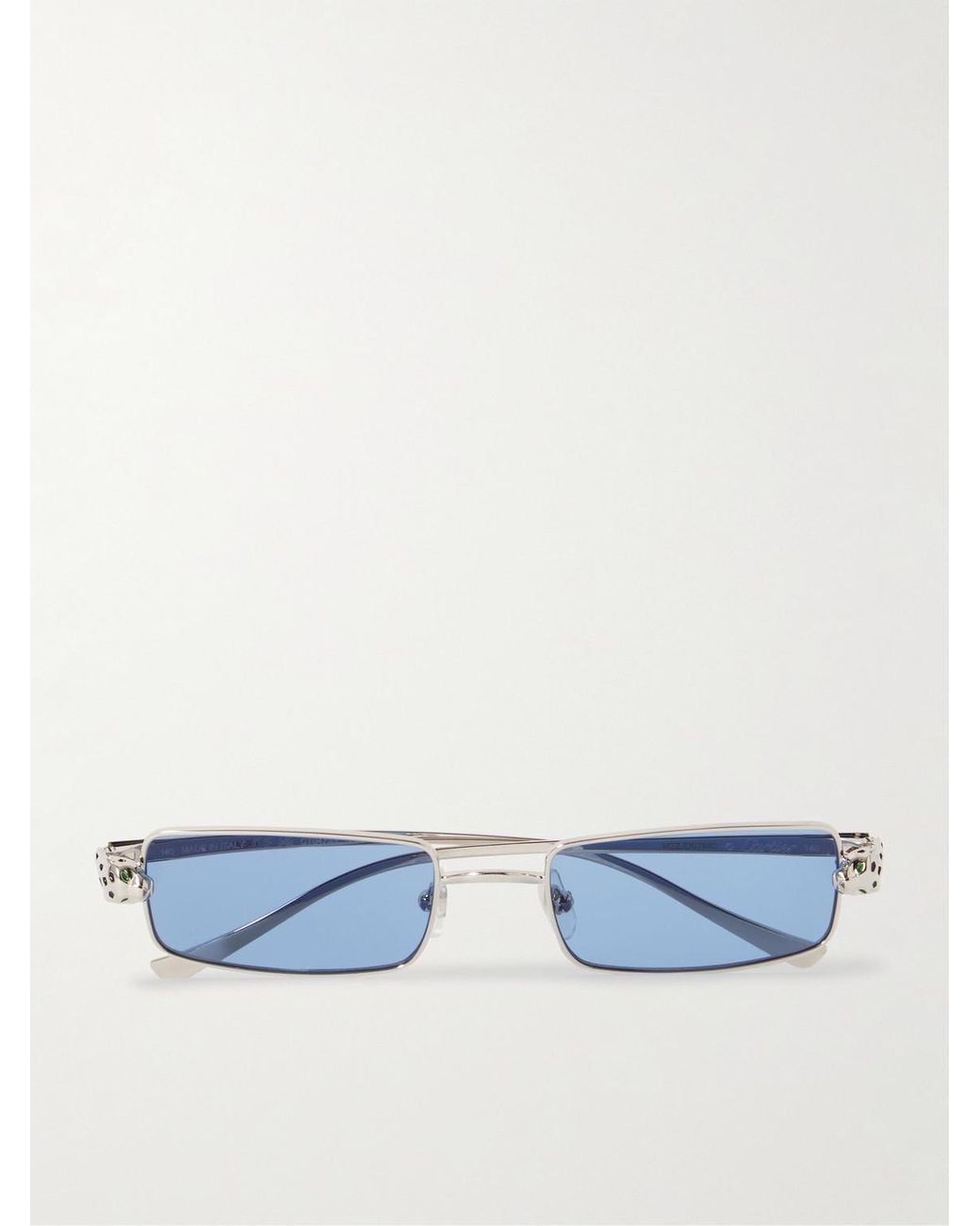 Cartier Blue Panthère De Cartier Square-Frame-Tone Metal Sunglasses for men