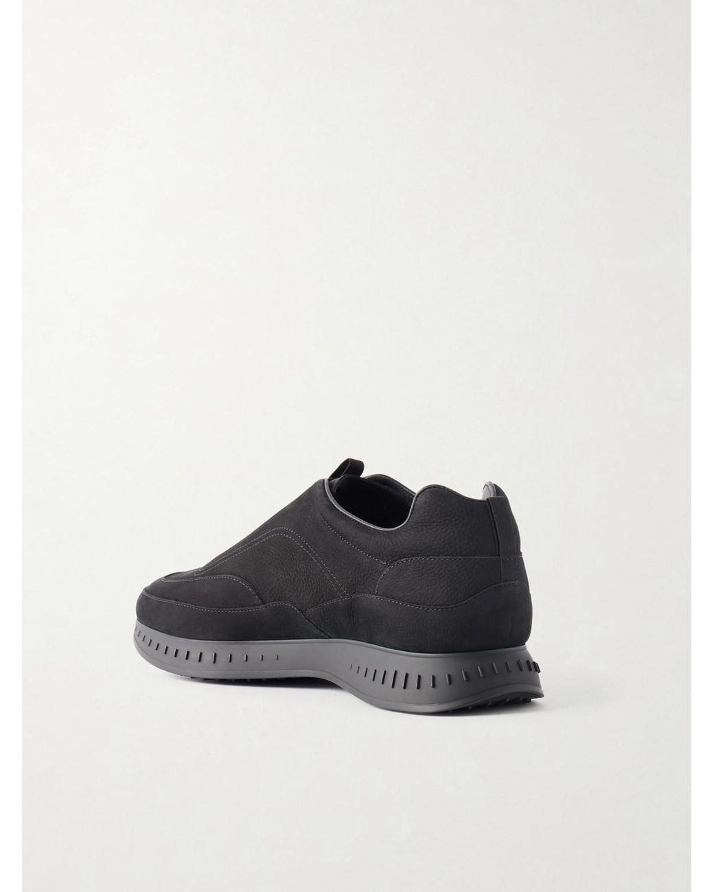 John Lobb Black Elastic Stream Nubuck Sneakers for men