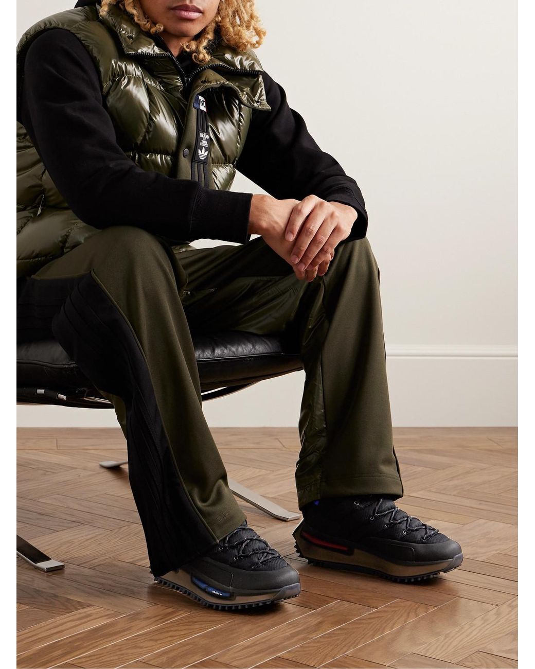 Moncler Genius Black Adidas Originals Nmd Runner Stretch Jersey-Trimmed Quilted Gore-Tex High-Top Sneakers for men