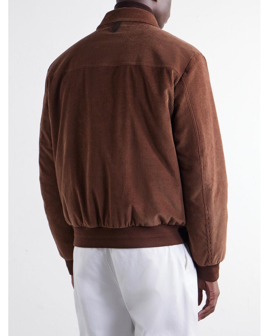 Canali Brown Padded Cotton-Corduroy Blouson Jacket for men