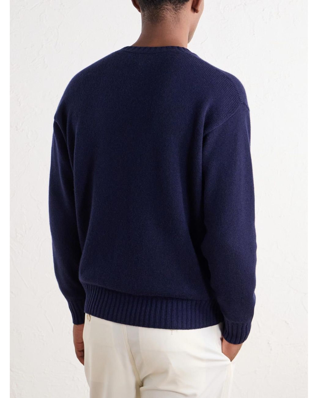 Brunello Cucinelli Blue Cashmere Sweater for men