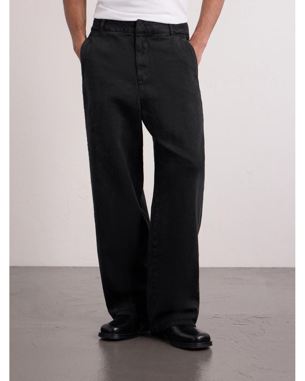 Amomento Blue Cotton Wide-Leg Jeans for men