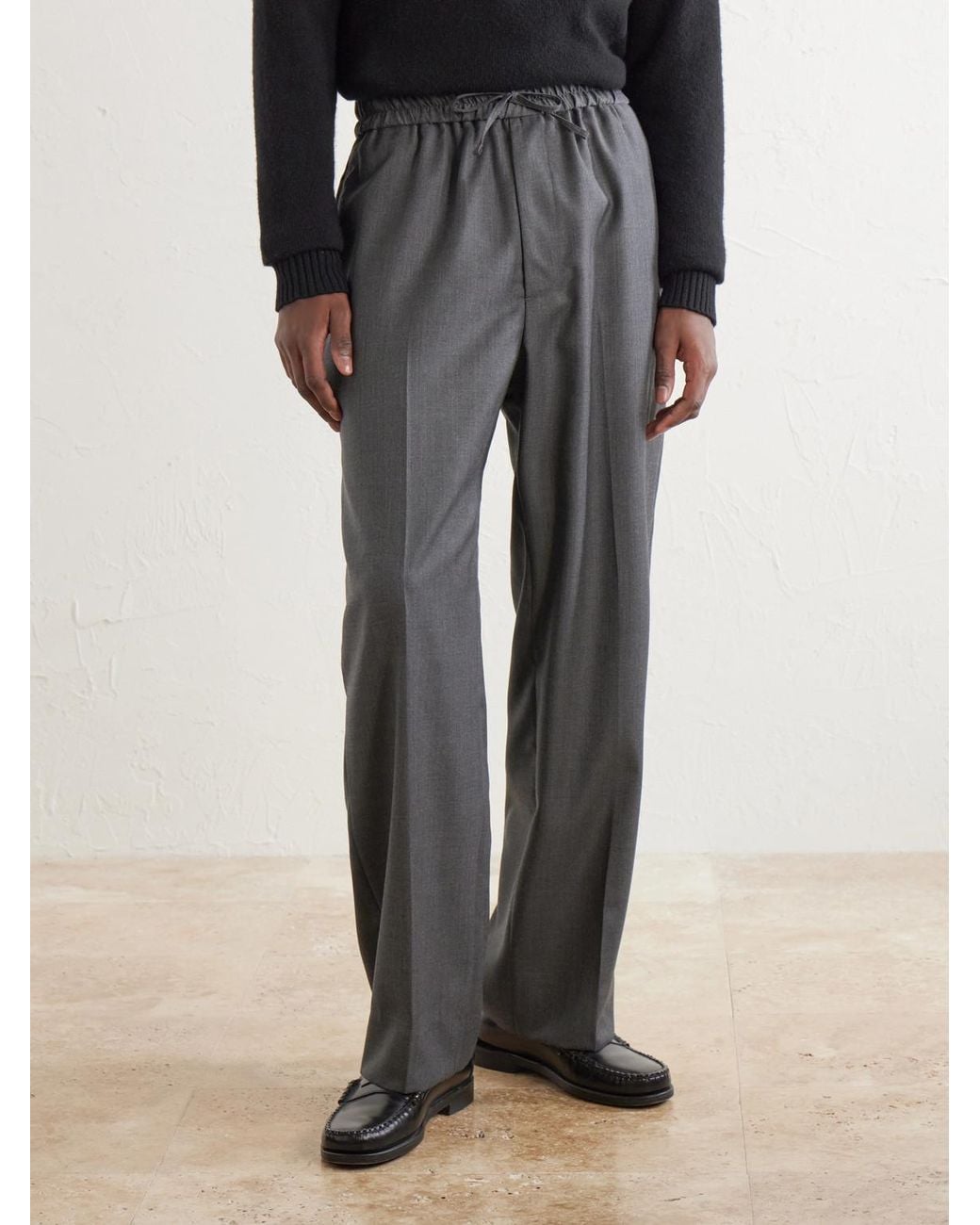 Officine Generale Gray Nilson Straight-Leg Wool, Cashmere And Silk-Blend Suit Trousers for men