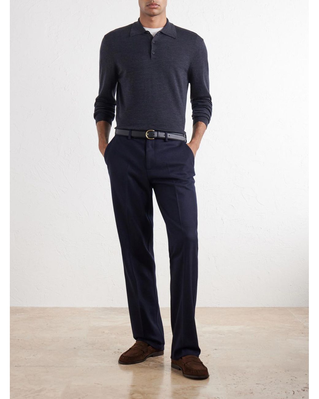 Sunspel Blue Merino Wool Sweater for men