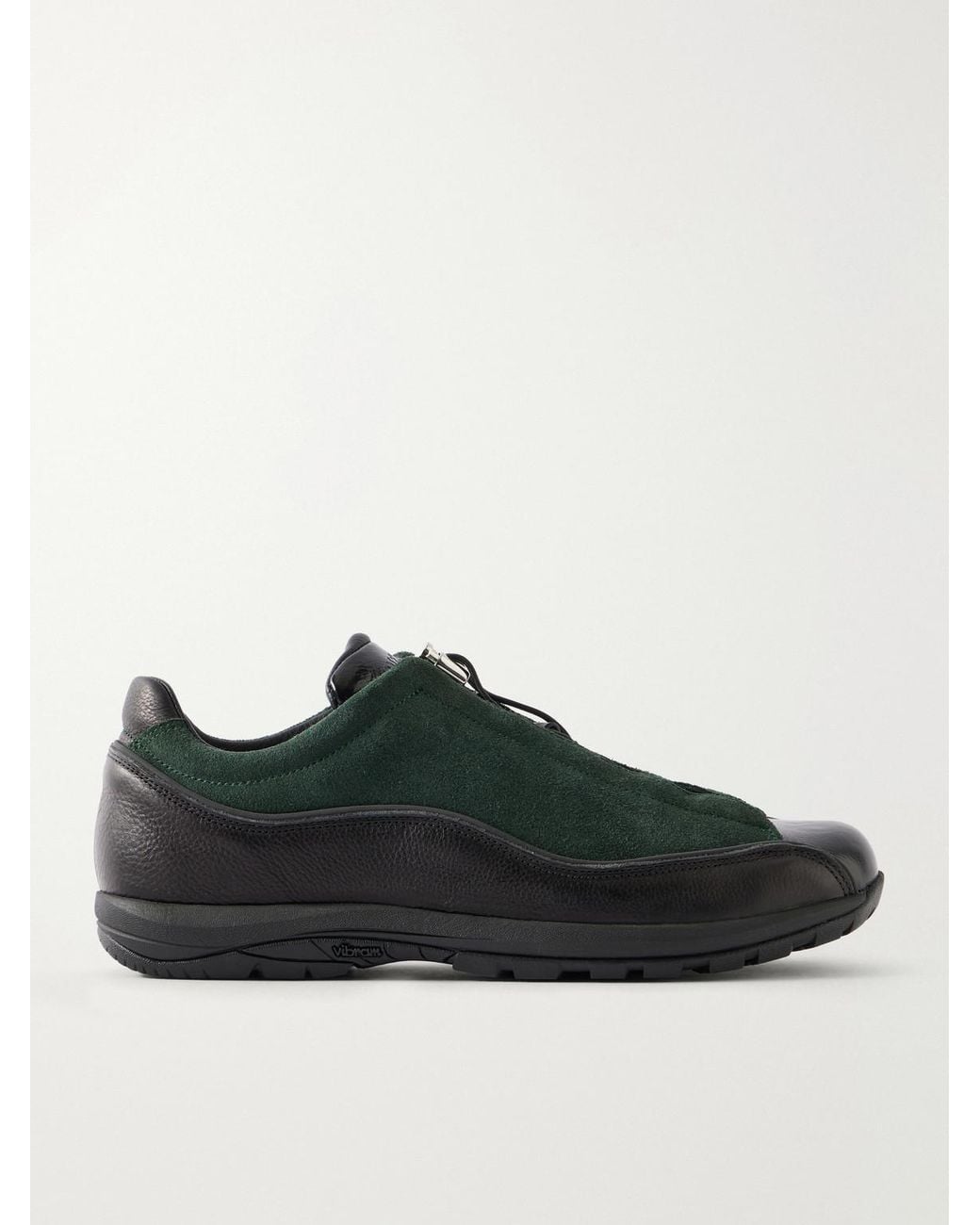 Diemme Black Licata Leather-Trimmed Suede Sneakers for men