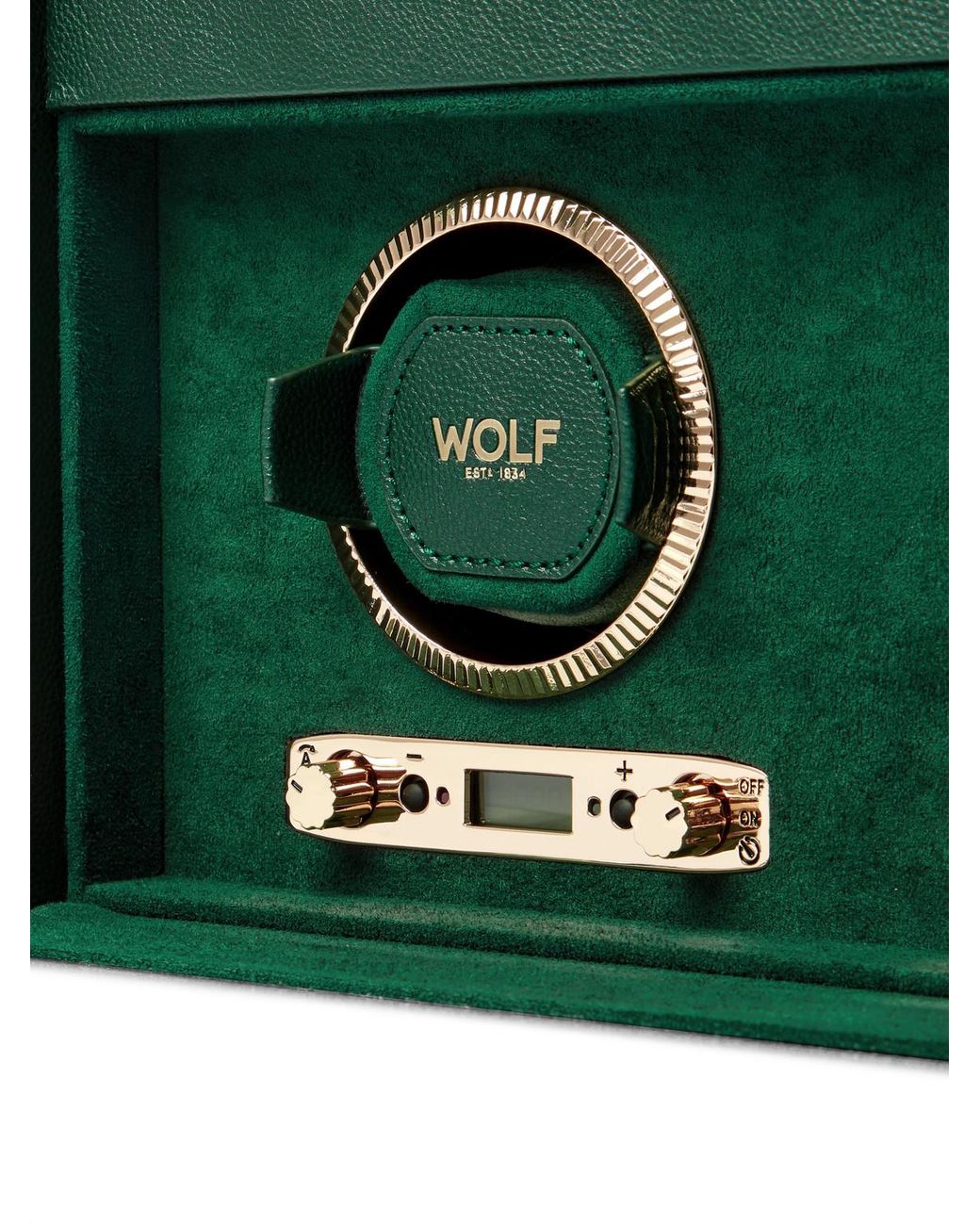 Wolf Green British Racing Pebble-Grain Vegan Leather Double Watch Winder for men