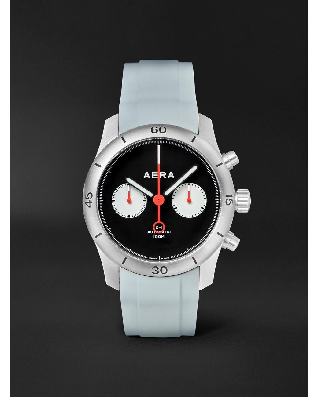 Aera Black C-1 Chrono Automatic Chronograph Stainless Steel Watch for men