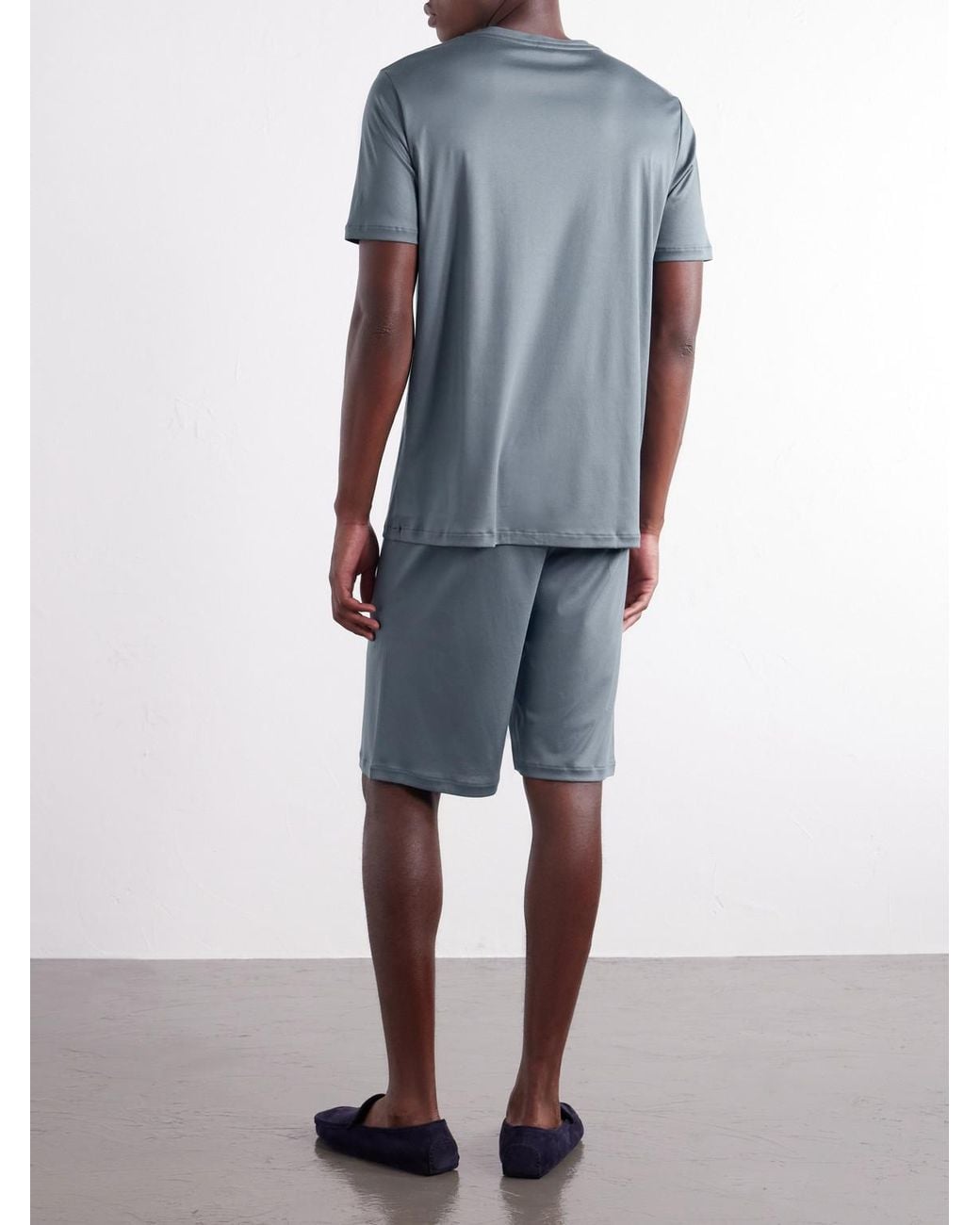Zimmerli of Switzerland Blue Sea Island Cotton-Jersey Pyjama Set for men