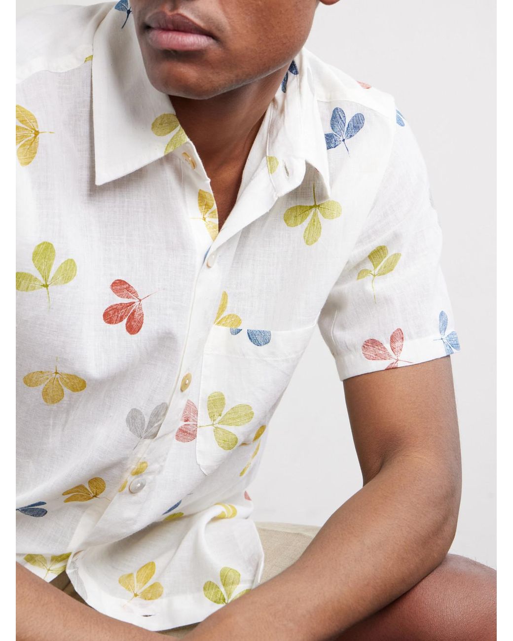 Kartik Research White Printed Cotton-Voile Shirt for men