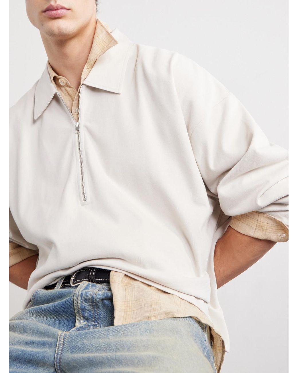 Agolde Natural Darius Cotton-jersey Polo Shirt for men