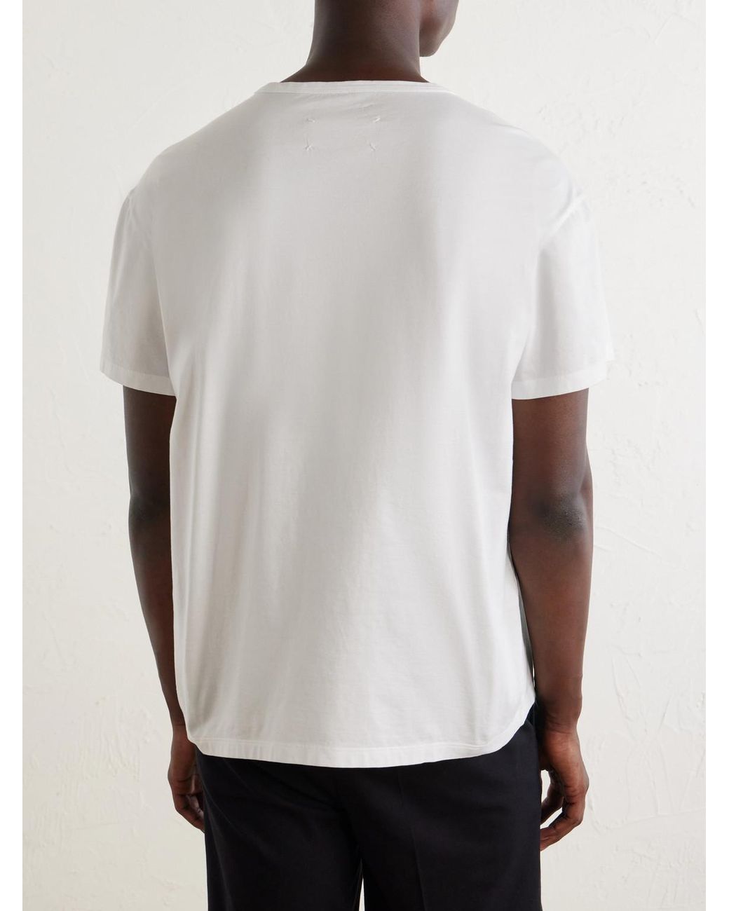 Maison Margiela White Logo-Embroidered Cotton-Jersey T-Shirt for men