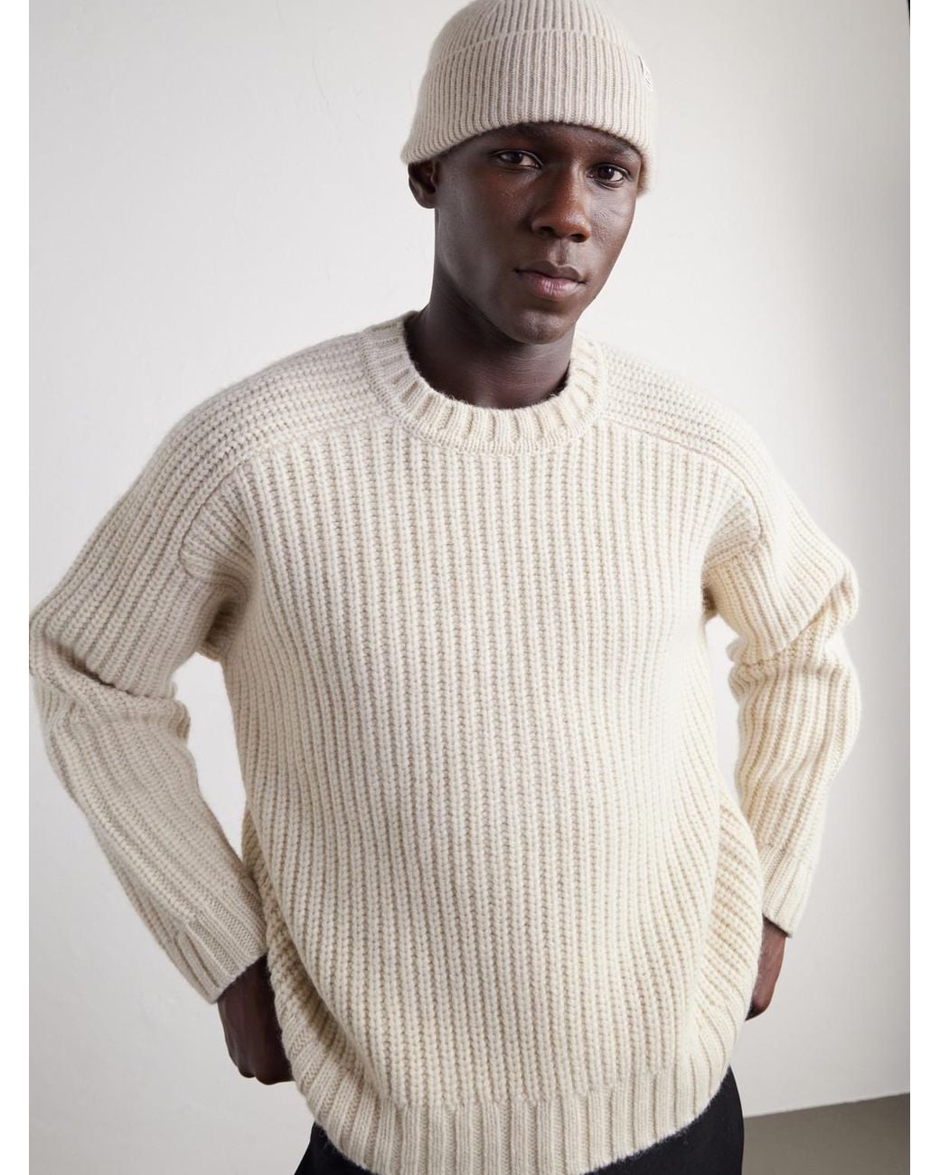 Totême Natural Cashmere Ribbed Beanie for men