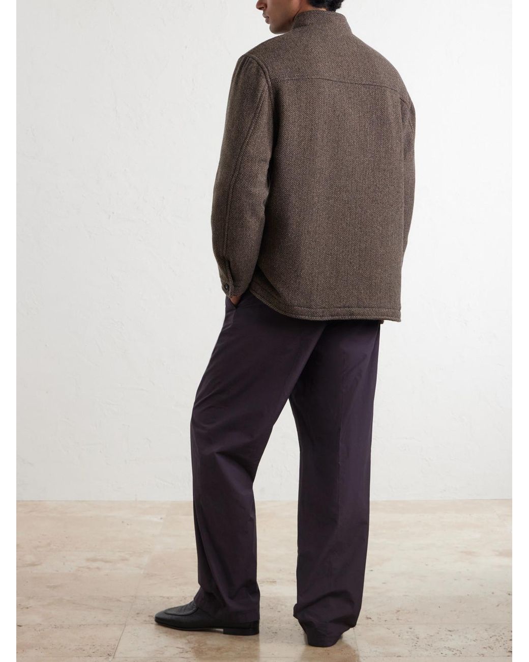 Massimo Alba Brown Chevrolet Reversible Herringbone Wool-Blend Jacket for men