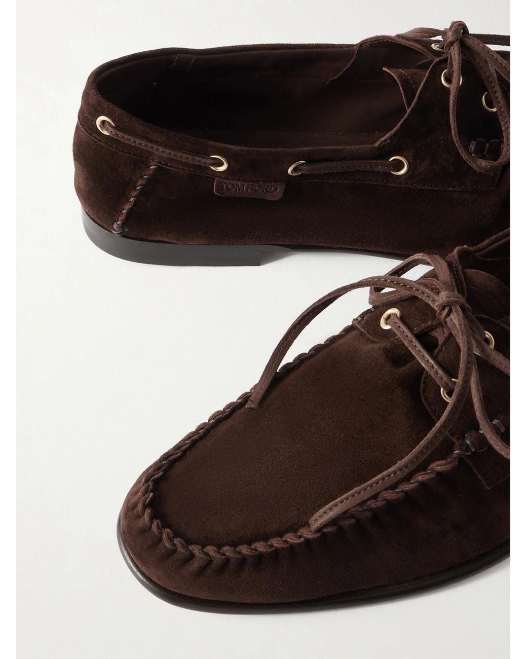 Tom Ford White Theo Suede Boat Shoes for men
