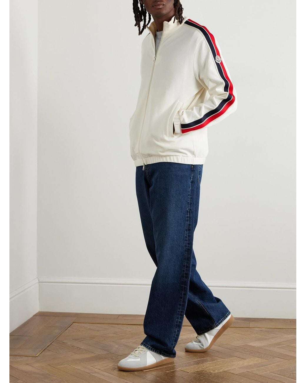 Moncler Red Striped Cotton-Jersey Track Jacket for men