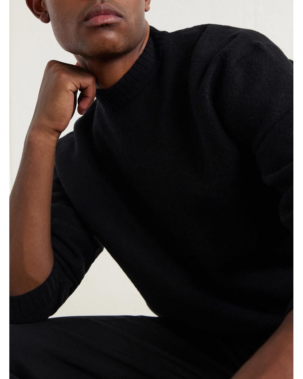 Jil Sander Blue Boiled Wool Sweater for men