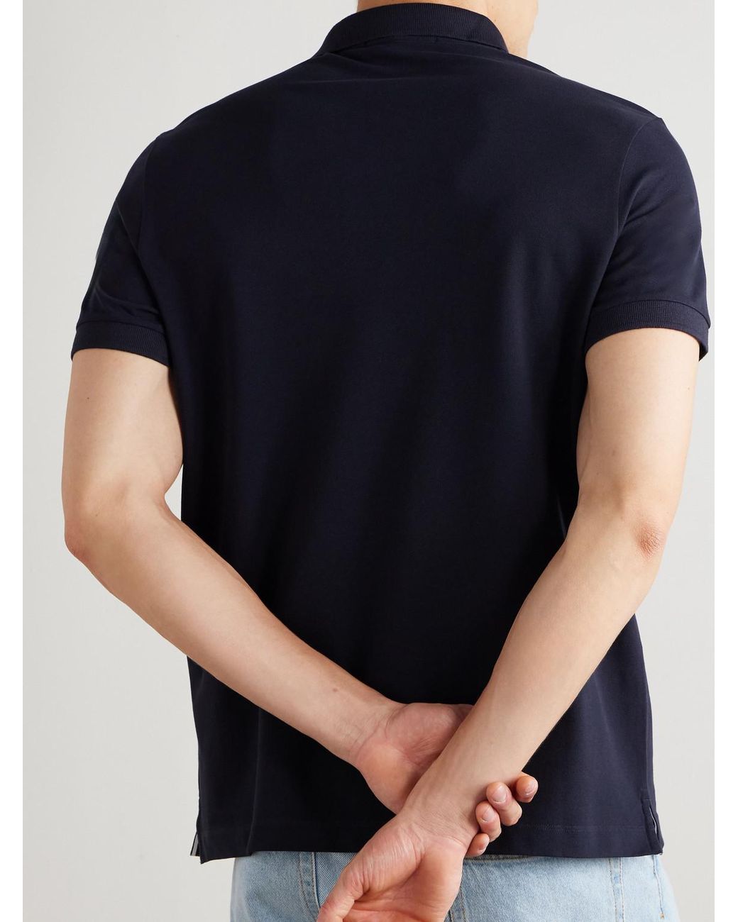 Stone Island Blue Organic Cotton-Blend Piqué Polo Shirt for men