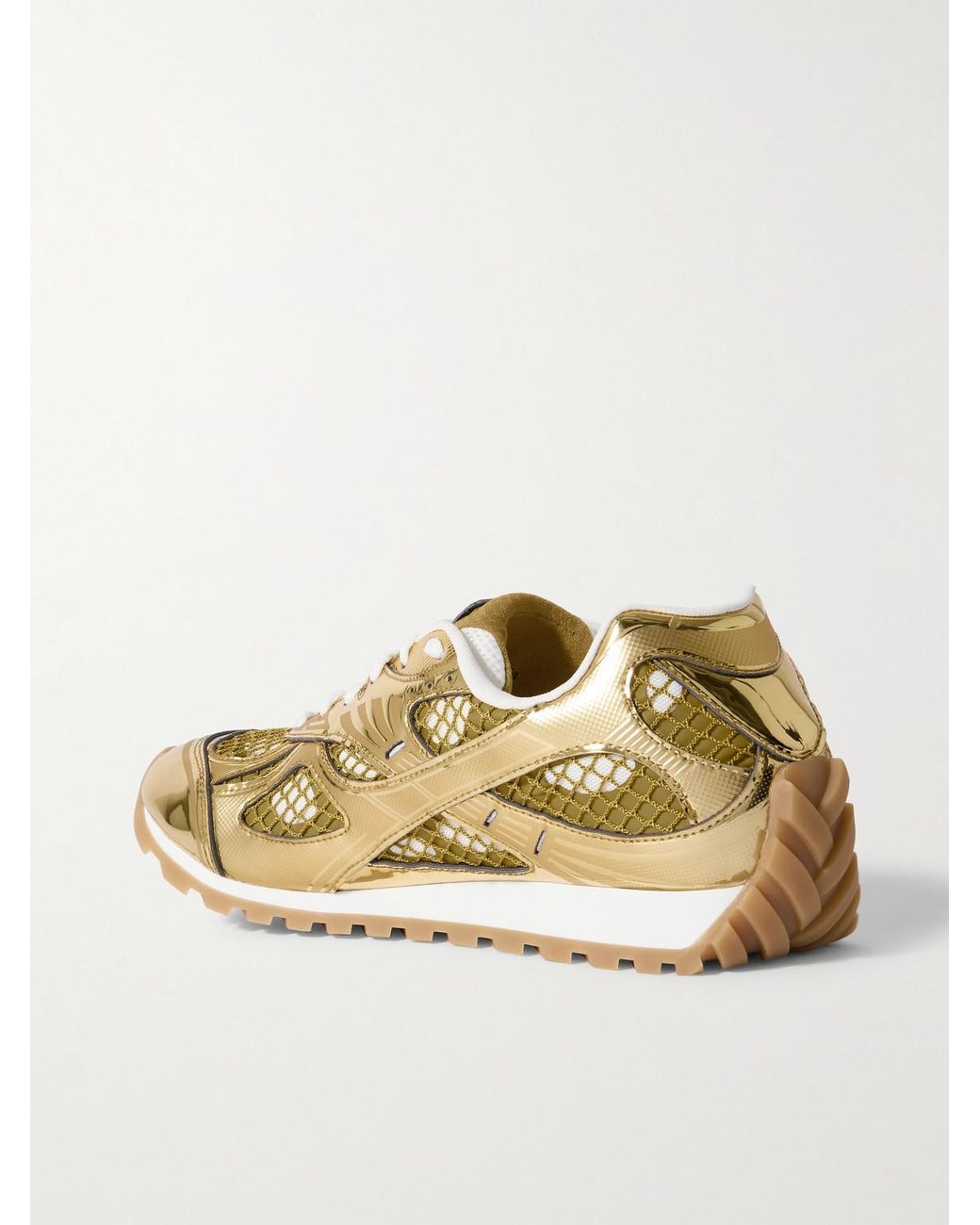 Bottega Veneta Orbit Metallic Rubber And Mesh Sneakers for men
