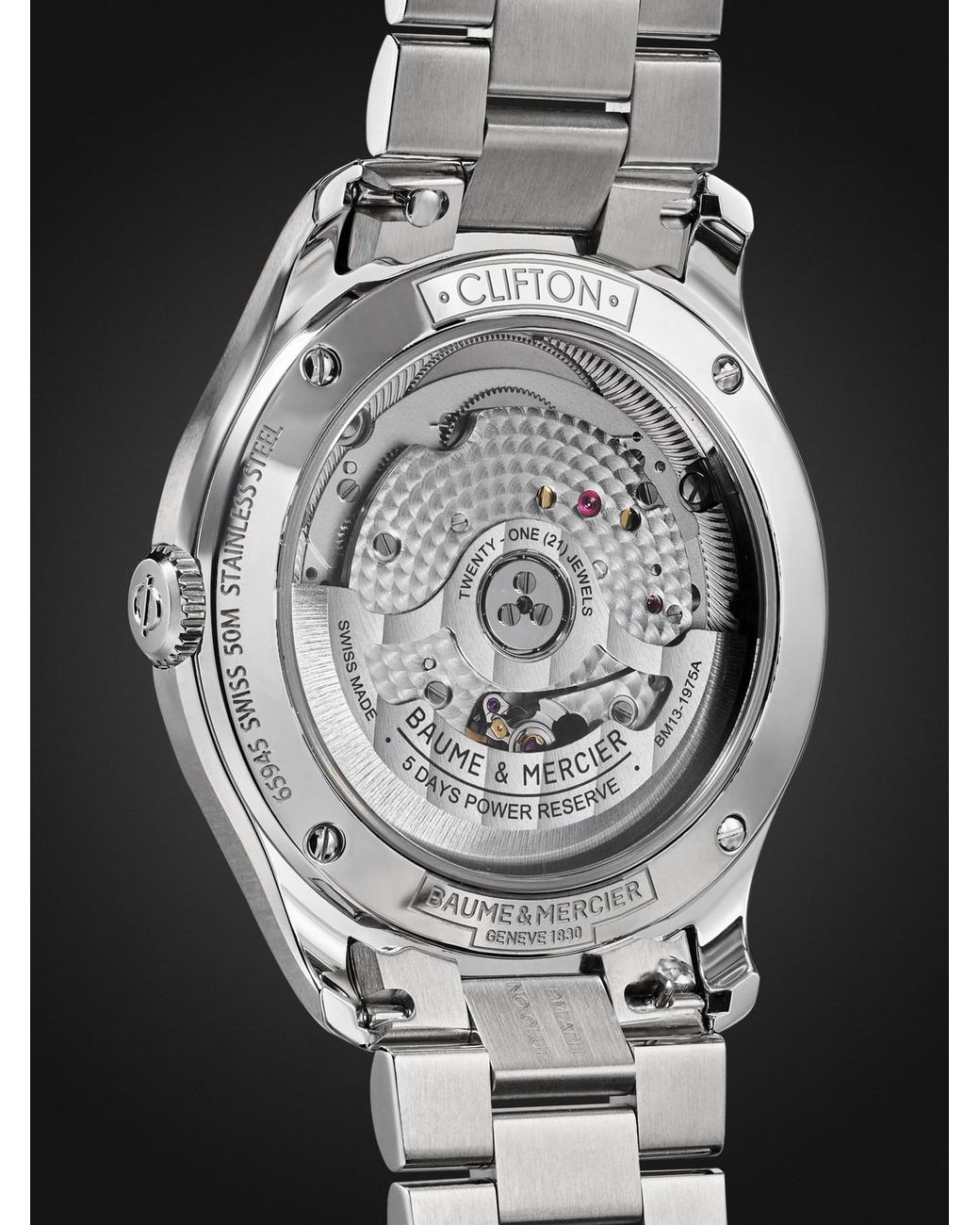 Baume & Mercier Black Clifton Automatic Stainless Steel Watch for men
