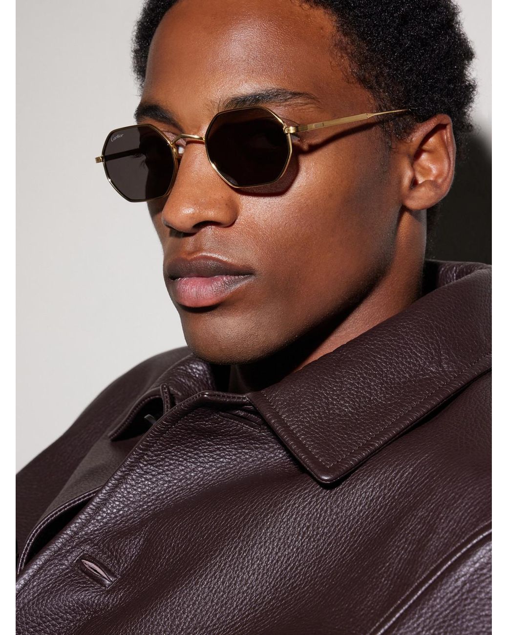 Cartier Natural Rounded-frame Melal Sunglasses for men