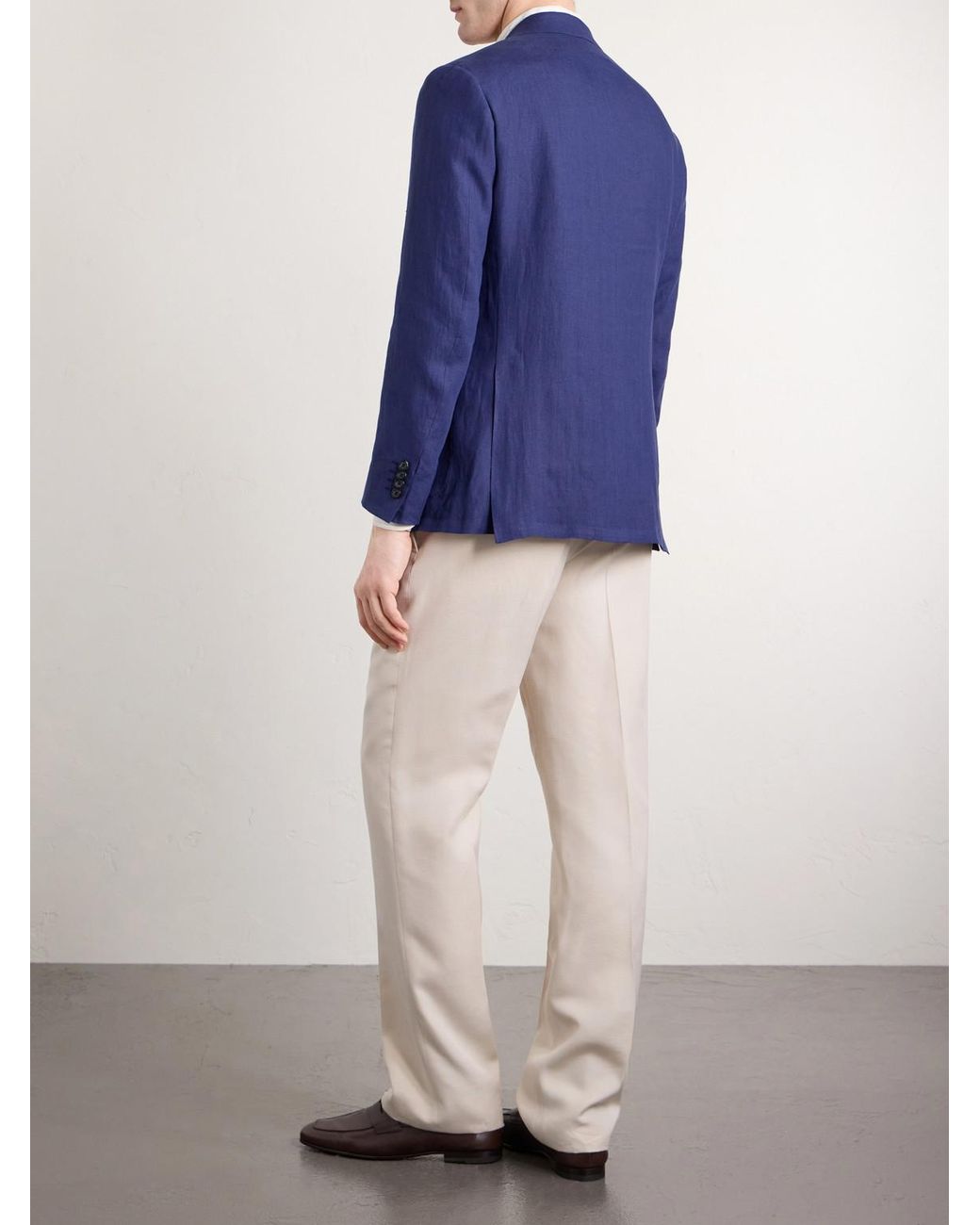 Canali Blue Kei Linen Suit Jacket for men