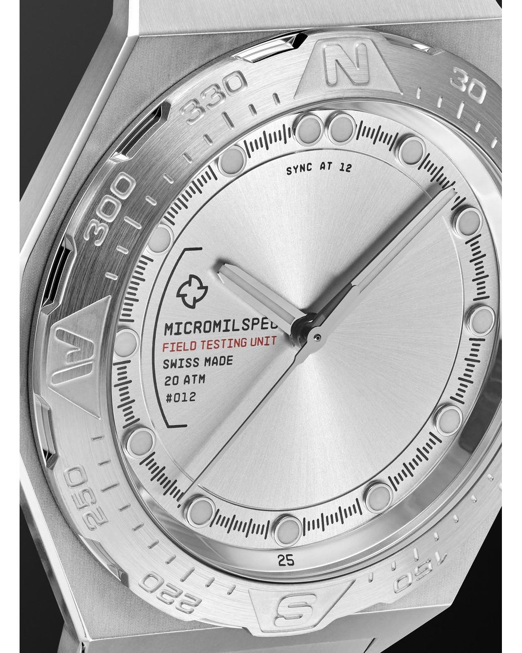 MICROMILSPEC Black The Field Testing Unit Compass Automatic 42Mm Stainless Steel Watch, Ref. No. Mic_023 for men